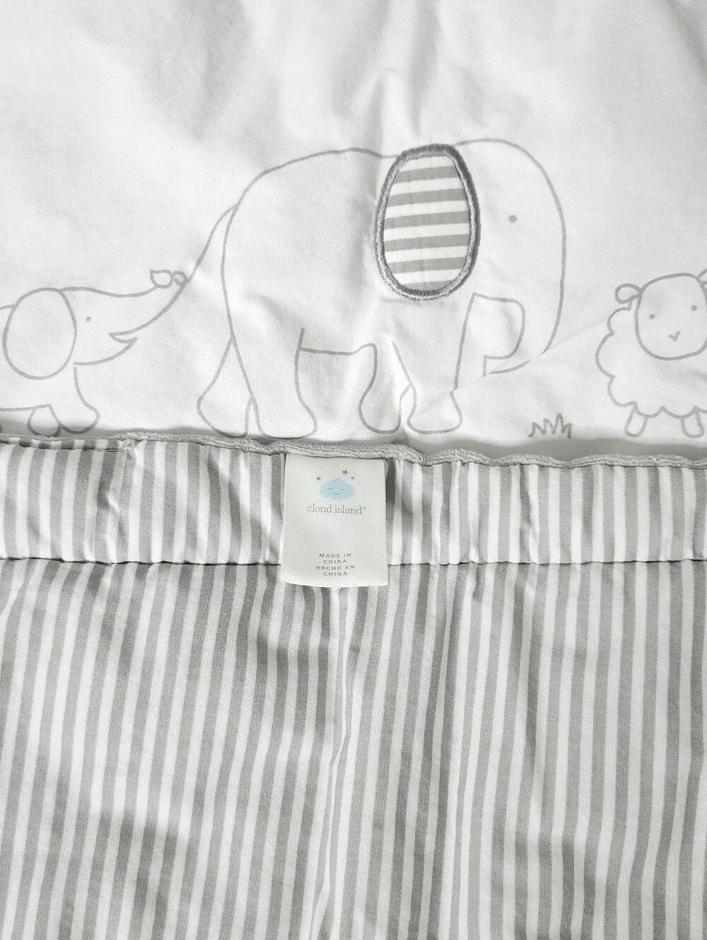 Cloud Island Baby Quilt Two By Two Animal Parade Grey & White Embroidered